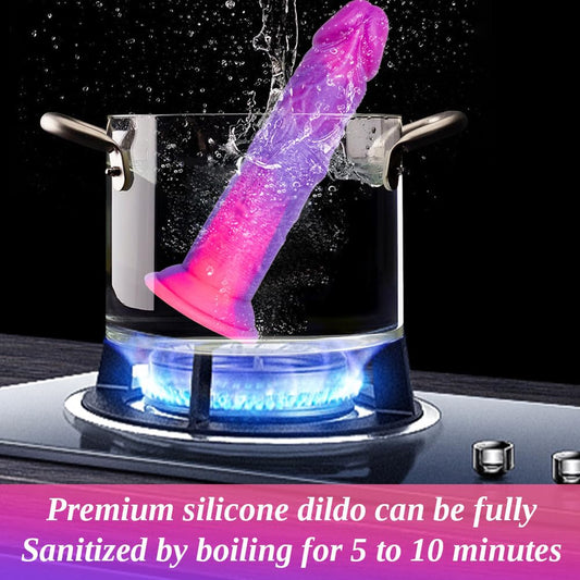 7-Piece Realistic Soft Silicone Dildo Set (5", 6", 7", 8", 9",10",12"), Fantasy Suction Cup Dildo Anal Plug Training Set, Small Big Dildos Strap-On Sex Toys for Women Men Beginners to Advanced Users