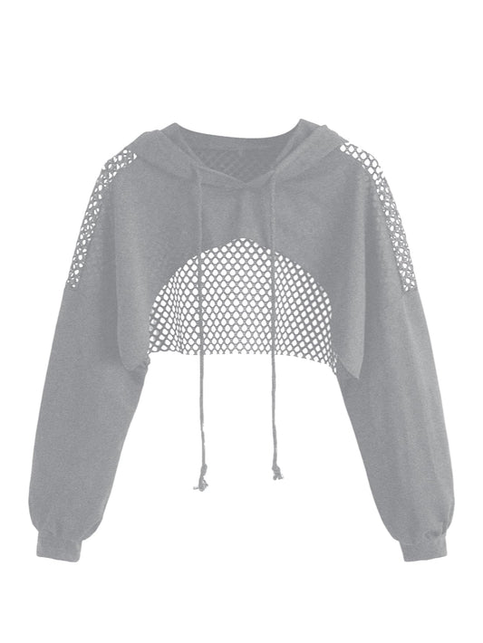 SweatyRocks Casual Cut Out Long Sleeve Pullover Crop Top Sweatshirt | Cropped Hoodie, Crop Top Hoodies, Long Sleeve Going Out Tops, Fall Fashion Clothes