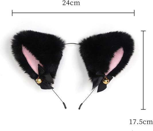 Animal Tail Butt Plug Furry Anal Plush Cat Ears Headband Cosplay Costume Kit Bell Choker Necklace Adjustable Nipple Clamp Sexual Anus Role Play