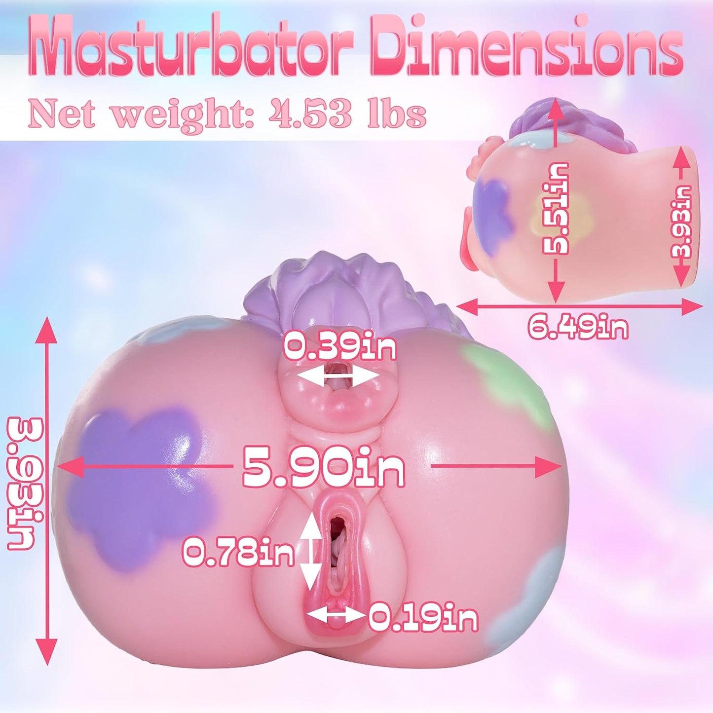 Fantasy Masturbator 2 in 1 Pocket Pussy Male Masturbator Sex Doll | Silicone Pussy and Anal 2 In 1 Fantasy Stroker,Dual-Channel Closed Fantasy Sex Doll,4.53 lbs Ass Masturbator Washable