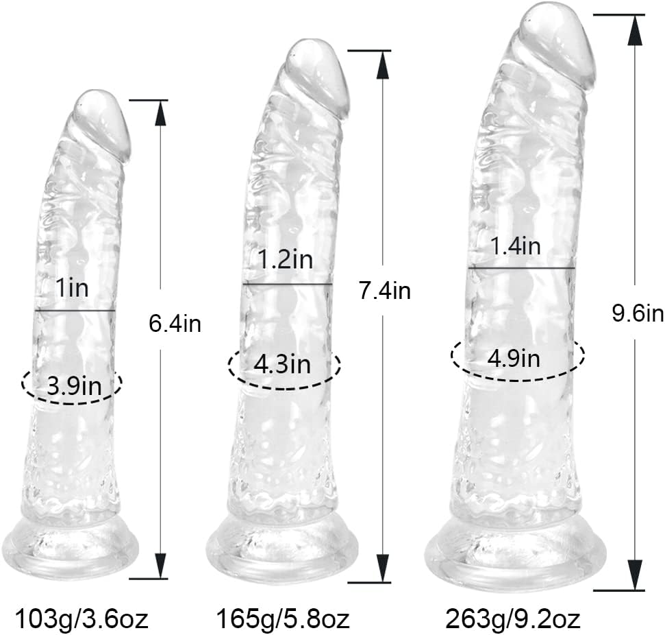 Clear Suction Realistic Dildo Set - 3 Sizes(small6.4'',big7.4'', huge9.6'') for Anal and Vaginal Pleasure - Perfect for Beginners to Advanced Users Lifelike Penis