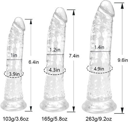 Clear Suction Realistic Dildo Set - 3 Sizes(small6.4'',big7.4'', huge9.6'') for Anal and Vaginal Pleasure - Perfect for Beginners to Advanced Users Lifelike Penis