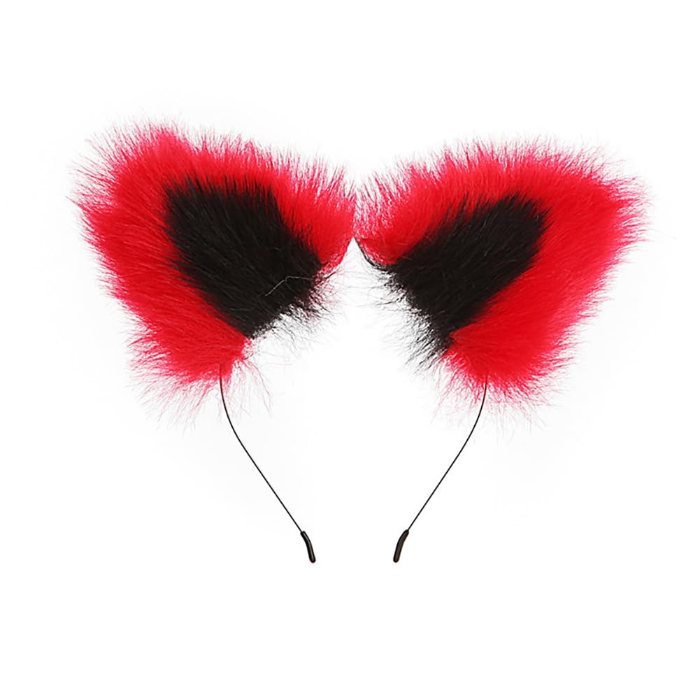 3 Pcs Stainless Steel Anal Butt Plug Adult Toys Set, Set Toys Furry Fox Tail Anal Plug Ears Headband Gag Ball, Flirting SM Adult Couple Games Toys (Red B)