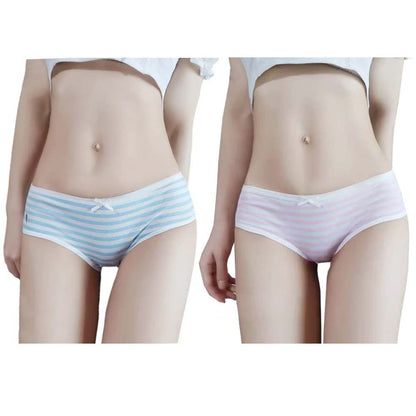 Striped Cotton Pouch Panties Underwear Pack of 2 | Cute Japanese Style Striped Bikini Panties with Soft Cotton, Pouch Design and Sissy Femboy Style for Cosplay and Daily Wear