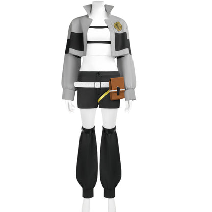 Gachiakuta Cosplay Riyo Full Set Anime Costume Women Jacket With Wig | Gachiakuta Anime Costume Outfit Riyo Reaper Full Set Cosplay Women Short Coat with Black Shoulder Straps for Halloween