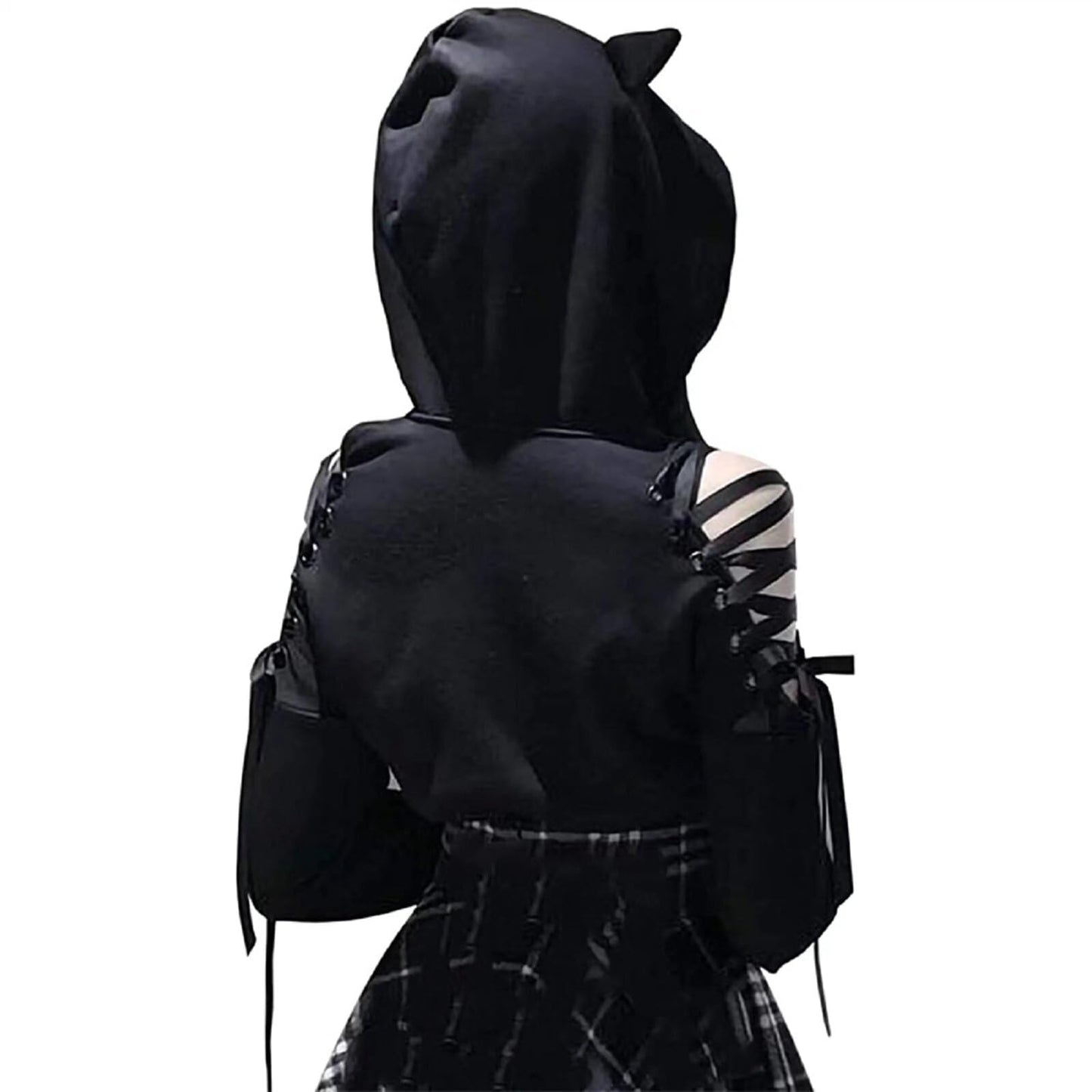 Cat Ear Hoodie Pullover Long Sleeve Off Shoulder Cute Crop Top Hoodies Sweatshirt