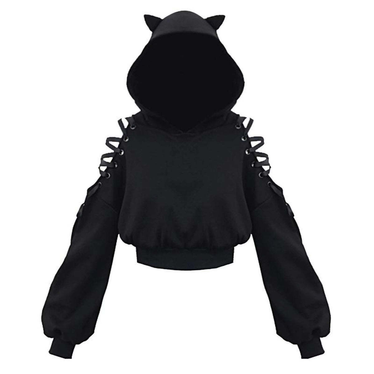 Cat Ear Hoodie Pullover Long Sleeve Off Shoulder Cute Crop Top Hoodies Sweatshirt