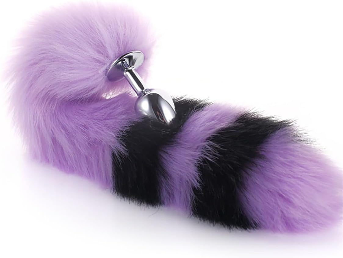 Faux Fur Fox Costume Animal Cat Long Tail Set Butt Plugs Necklace Choker Sex Dice Nipple Clamp Body Jewelry Furry Ear Headband Butt 5pc