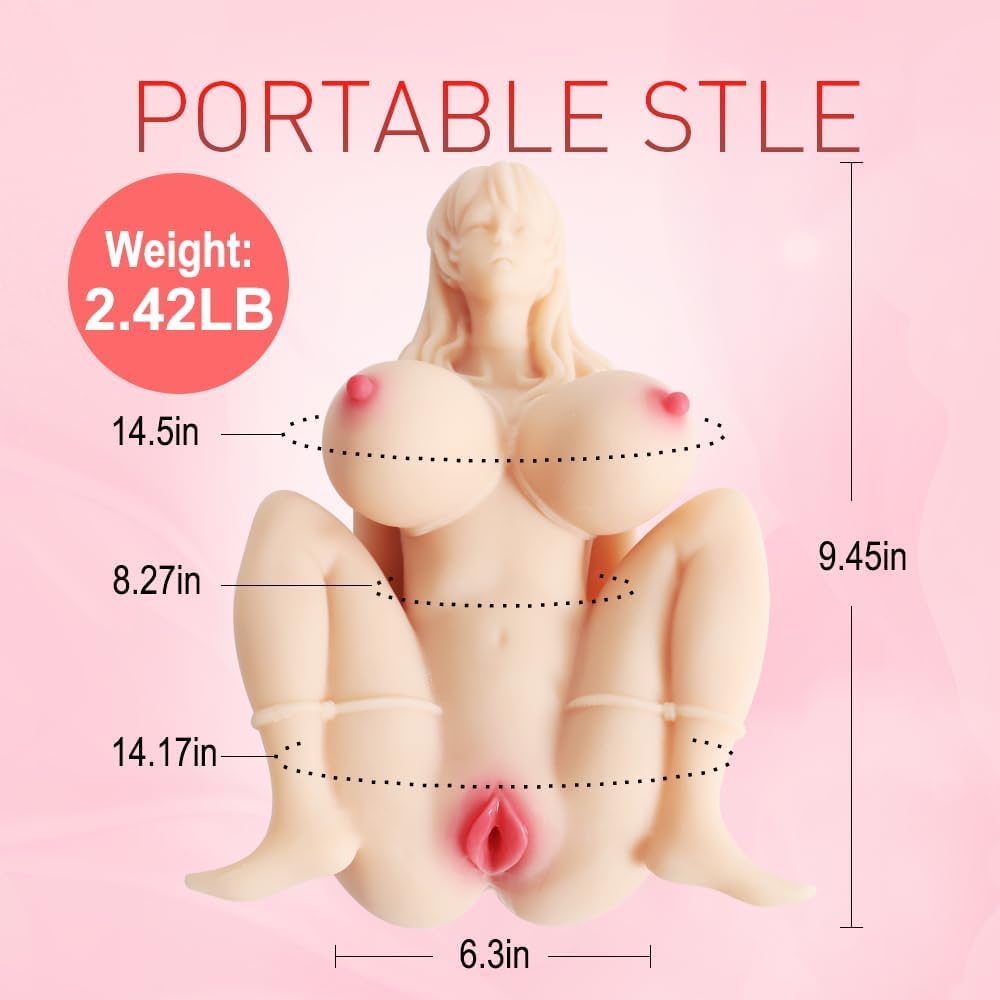 Sex Dolls Male Masturbation - Pocket Kitty Silicone Anime Dolls with Realistic Vagina Anal Big Breasts, Realistic Female Hands Free Male Masturbation, Adult Sex Toys, Pleasure for Men
