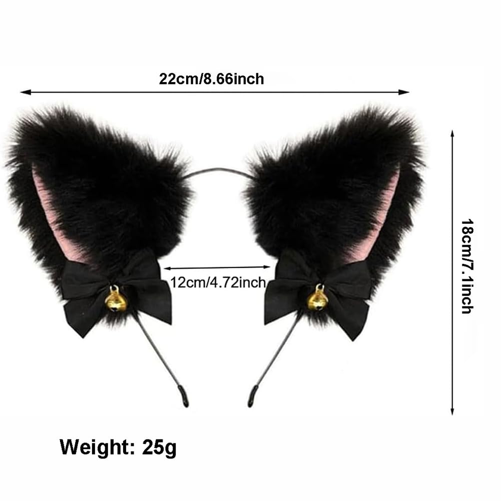 Animal Cosplay Costume Furry Fox Tail Plug Cute Ears Headband Bat Style Neck Collar Set