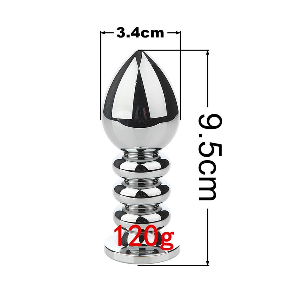 3 Pcs Stainless Steel Anal Butt Plug Adult Toys Set, Set Toys Furry Fox Tail Anal Plug Ears Headband Gag Ball, Flirting SM Adult Couple Games Toys (Red B)