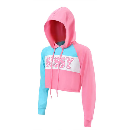 Littleforbig Unisex Pastel Sissy Cropped Hoodie Sweatshirt Casual Long Sleeve Drawstring