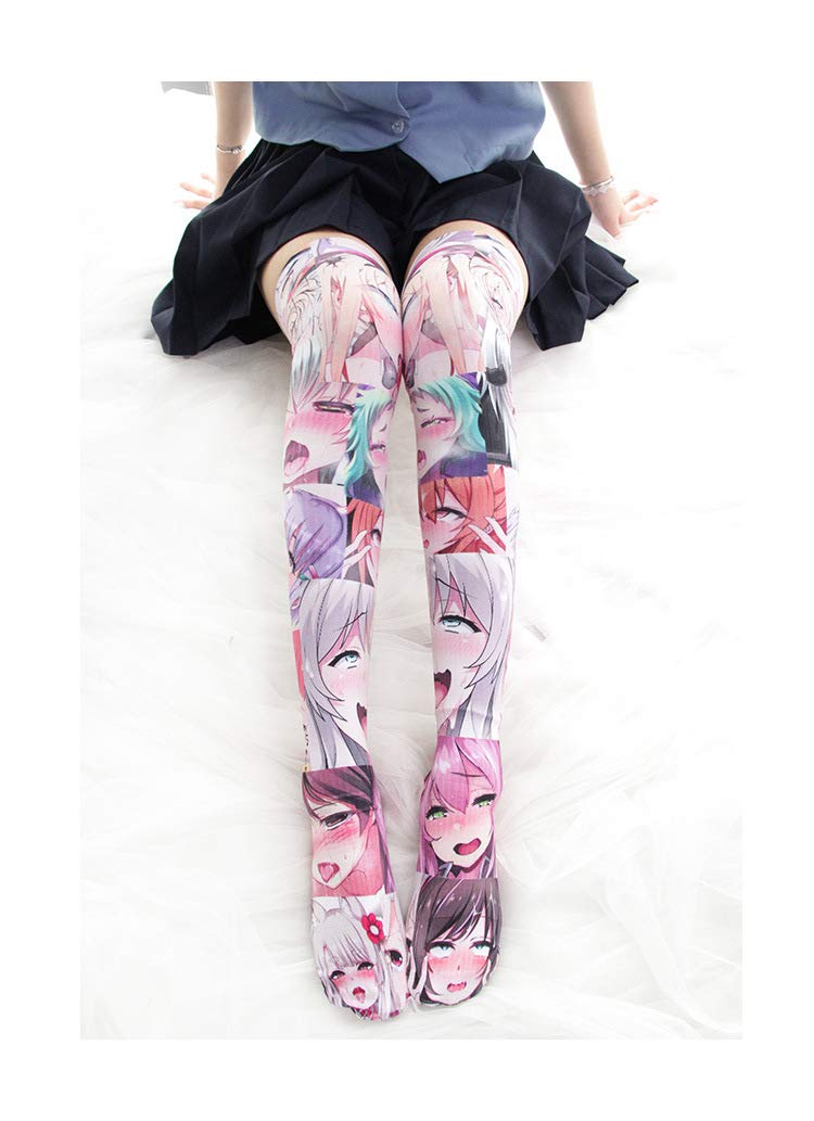 SINROYEE Sexy Cosplay Knee High Stockings Anime Cartoon Printing Thigh High Socks