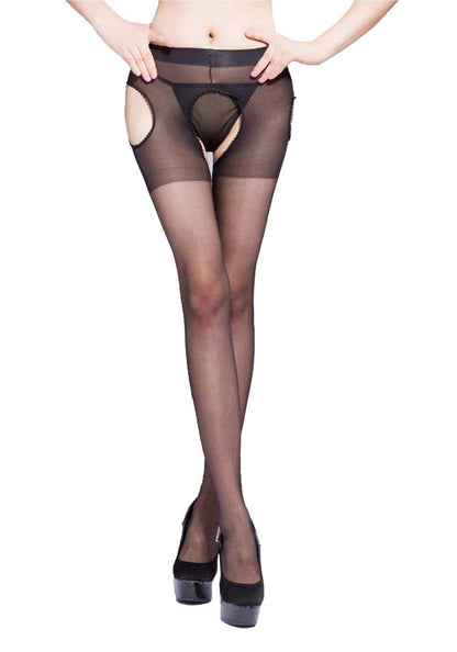 High Waist Fishnet Tights Suspenders Pantyhose Thigh High Stockings Black