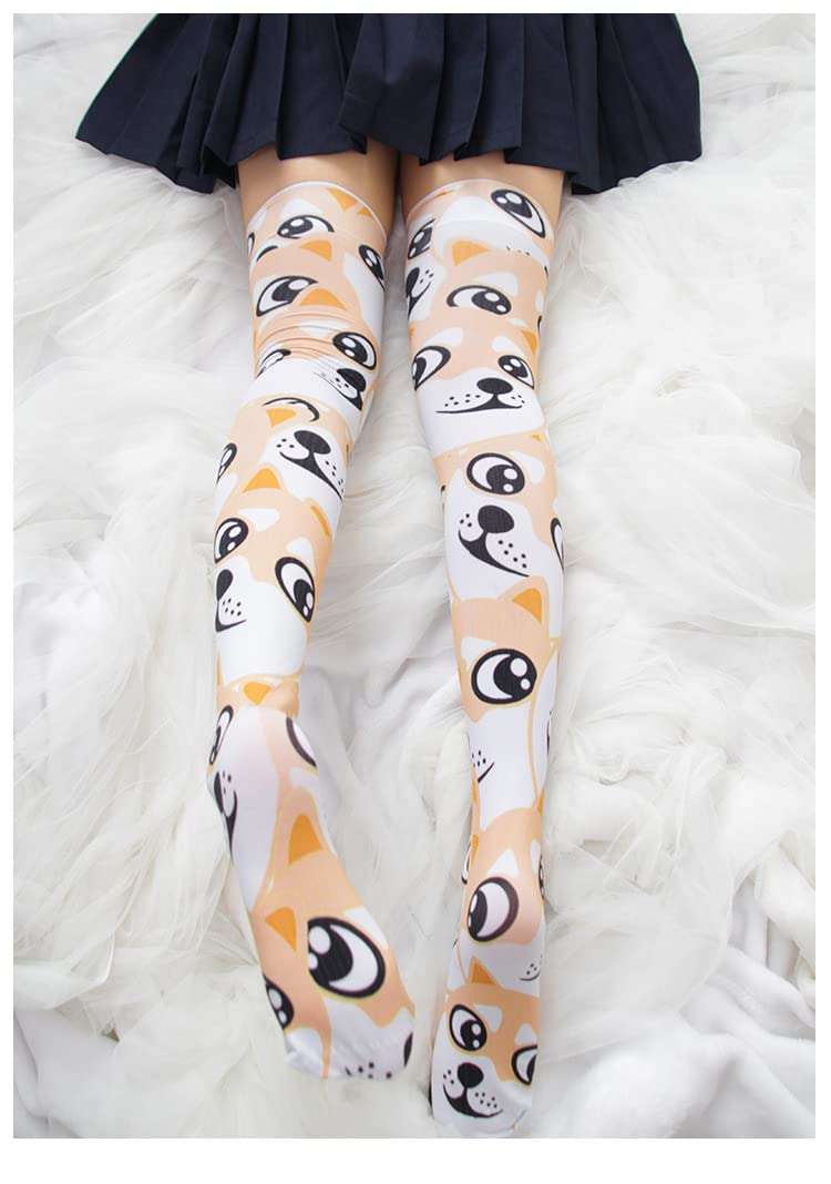 SINROYEE Sexy Cosplay Knee High Stockings Anime Cartoon Printing Thigh High Socks