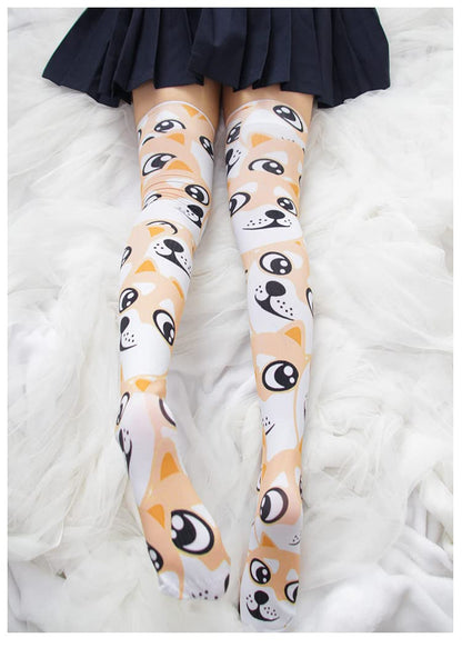 SINROYEE Sexy Cosplay Knee High Stockings Anime Cartoon Printing Thigh High Socks