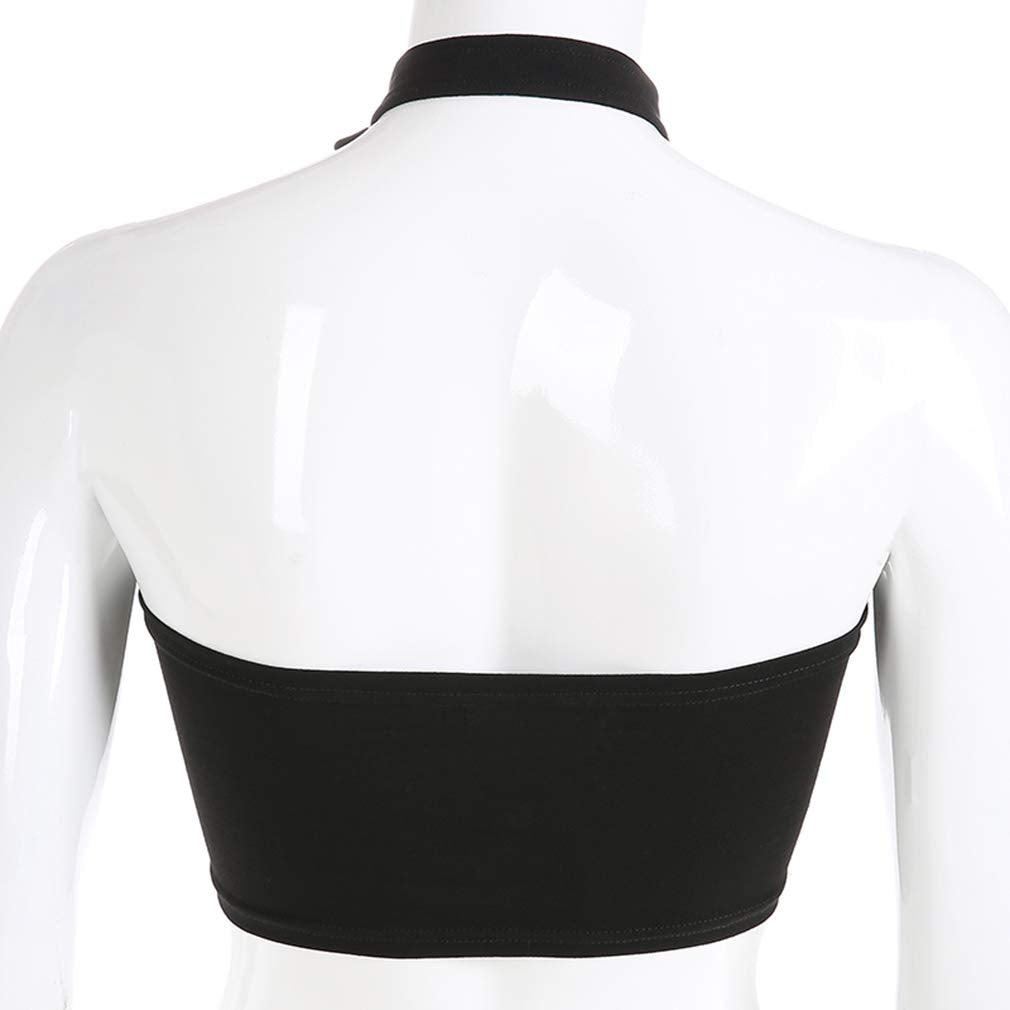 Women Sexy Choker Buckle Halter Neck Crop Tube Top Rave Dance Cami Bandeau Tops
