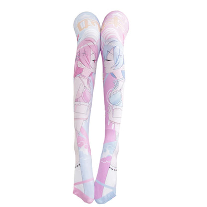SINROYEE Sexy Cosplay Knee High Stockings Anime Cartoon Printing Thigh High Socks