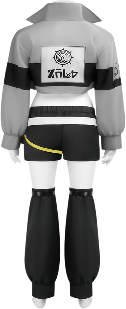 Gachiakuta Cosplay Riyo Full Set Anime Costume Women Jacket With Wig | Gachiakuta Anime Costume Outfit Riyo Reaper Full Set Cosplay Women Short Coat with Black Shoulder Straps for Halloween