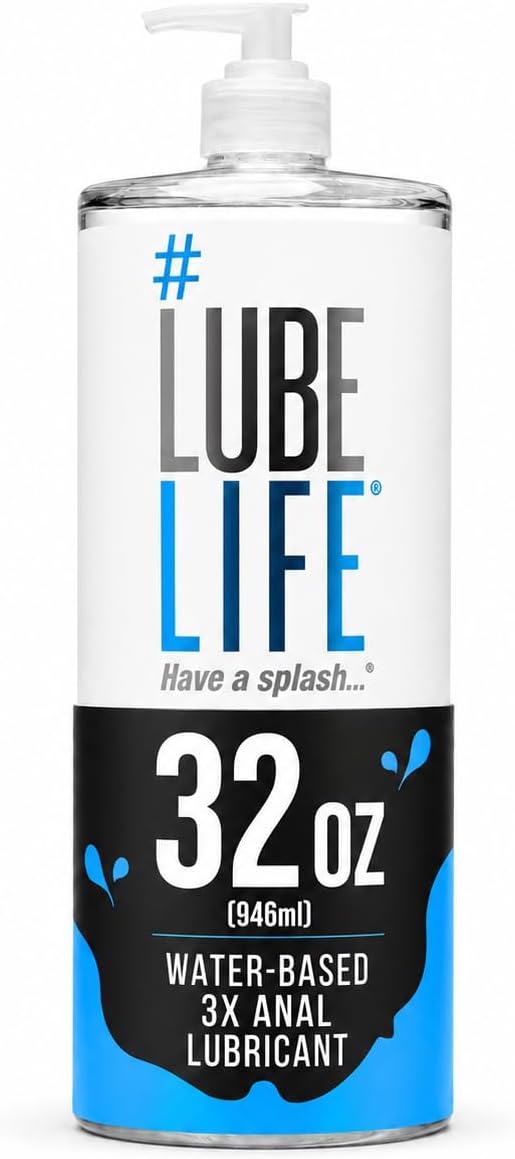LUBELIFE Water Based 3X Anal Lube, Personal Lubricant, 12 Fl Oz | Extra thick anal glide with triple cushion, non-sticky water-based formula, toy and condom compatible, smooth confident glide