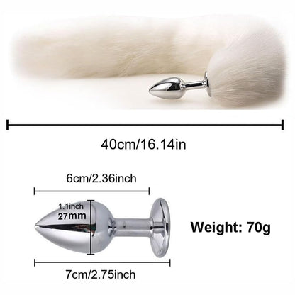 Animal Cosplay Costume Furry Fox Tail Plug Cute Ears Headband Bat Style Neck Collar Set