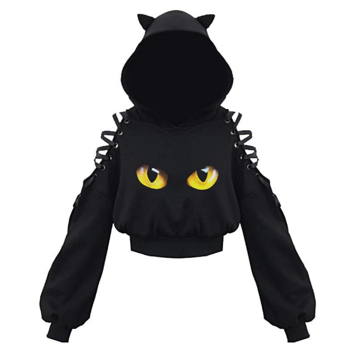 Cat Ear Hoodie Pullover Long Sleeve Off Shoulder Cute Crop Top Hoodies Sweatshirt