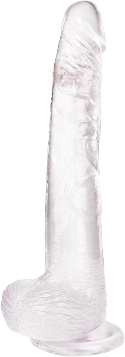 Big Dildo, 11.61 Inch Clear Dildos Lifelike Skin-Touching Feeling, Soft Dildo with Strong Suction Cup, Big Size G-spot Penis Sex Toys for Advanced Women and Men Players