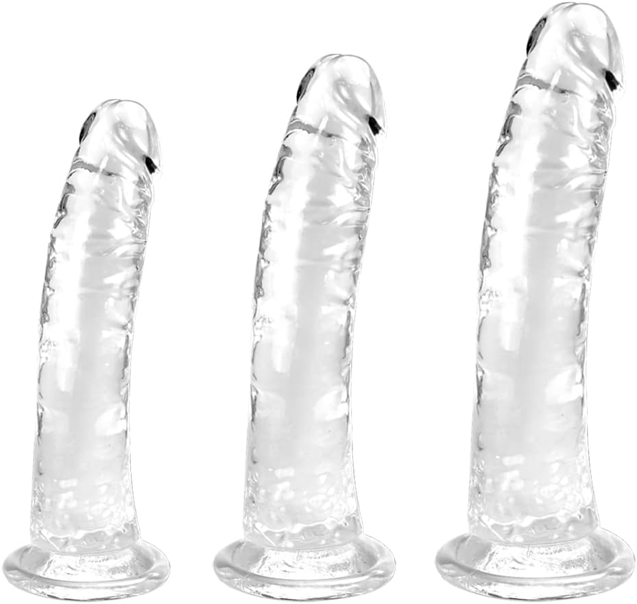 Clear Suction Realistic Dildo Set - 3 Sizes(small6.4'',big7.4'', huge9.6'') for Anal and Vaginal Pleasure - Perfect for Beginners to Advanced Users Lifelike Penis