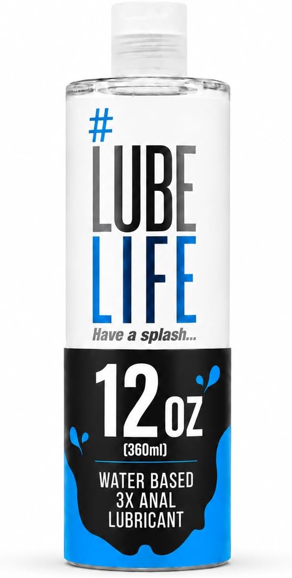 LUBELIFE Water Based 3X Anal Lube, Personal Lubricant, 12 Fl Oz | Extra thick anal glide with triple cushion, non-sticky water-based formula, toy and condom compatible, smooth confident glide