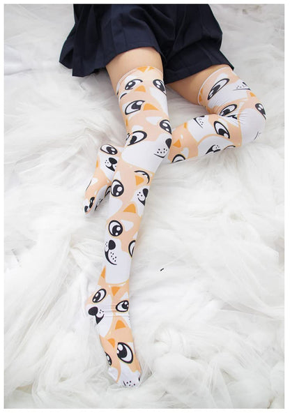 SINROYEE Sexy Cosplay Knee High Stockings Anime Cartoon Printing Thigh High Socks