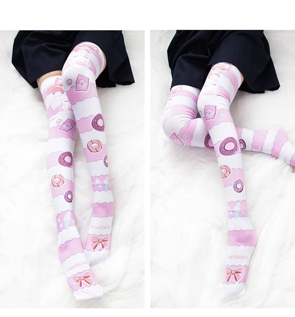 SINROYEE Sexy Cosplay Knee High Stockings Anime Cartoon Printing Thigh High Socks