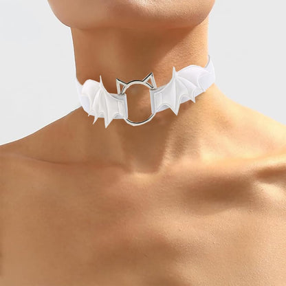 Animal Cosplay Costume Furry Fox Tail Plug Cute Ears Headband Bat Style Neck Collar Set