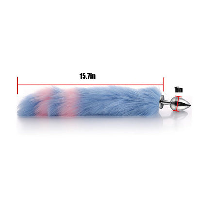 Faux Fur Fox Costume Accessories Animal Cat Long Tail Set Butt Plugs Necklace Choker Nipple Clamp Body Jewelry Furry Ear Headband Mouth Gag Ball Buttpulg Sex Animal Cosplay Costume