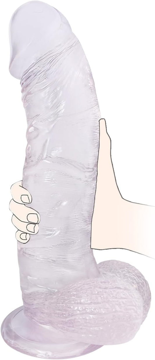 10 Inch Clear Dildo Big Dildos, Soft Realistic Huge Dildo with Strong Suction Cup for Hands-Free and Anal Play, Big G-spot Dildo Anal Sex Toys for Women and Couple