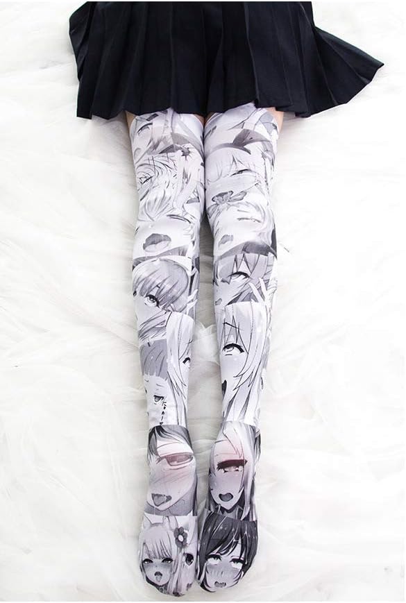 SINROYEE Sexy Cosplay Knee High Stockings Anime Cartoon Printing Thigh High Socks
