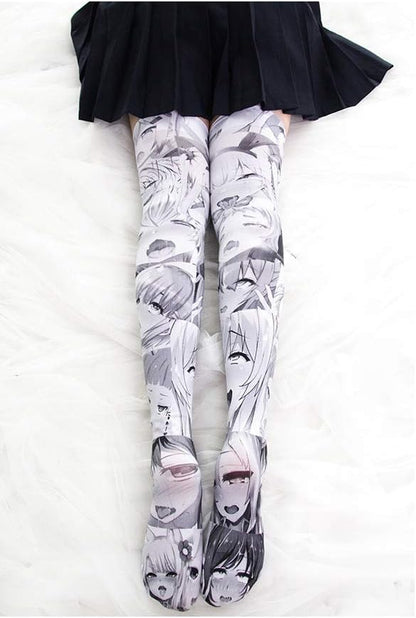 SINROYEE Sexy Cosplay Knee High Stockings Anime Cartoon Printing Thigh High Socks