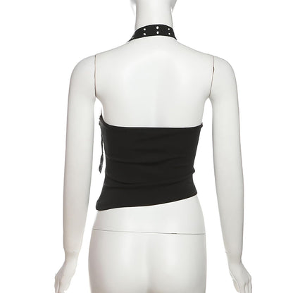 Women Sexy Choker Buckle Halter Neck Crop Tube Top Rave Dance Cami Bandeau Tops