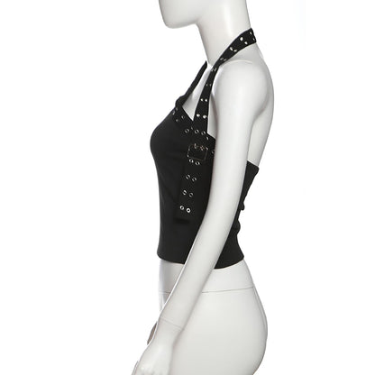 Women Sexy Choker Buckle Halter Neck Crop Tube Top Rave Dance Cami Bandeau Tops