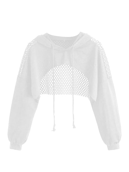 SweatyRocks Casual Cut Out Long Sleeve Pullover Crop Top Sweatshirt | Cropped Hoodie, Crop Top Hoodies, Long Sleeve Going Out Tops, Fall Fashion Clothes