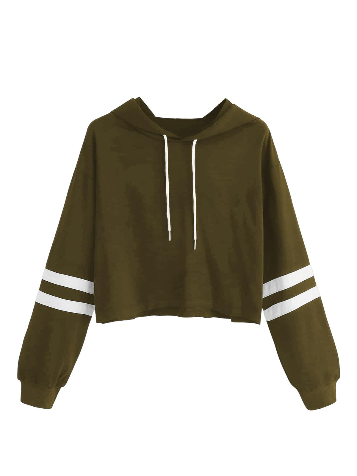 SweatyRocks Femboy Clothes Color Block Long Sleeve Crop Top Hoodie | Femboy Crop Top, Fall Outfits, Striped Sleeve Cropped Hoodies, Pullover Crop Sweatshirt with Hood