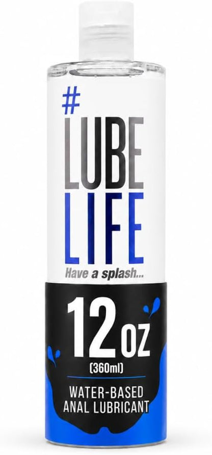 LUBELIFE Water Based 3X Anal Lube, Personal Lubricant, 12 Fl Oz | Extra thick anal glide with triple cushion, non-sticky water-based formula, toy and condom compatible, smooth confident glide