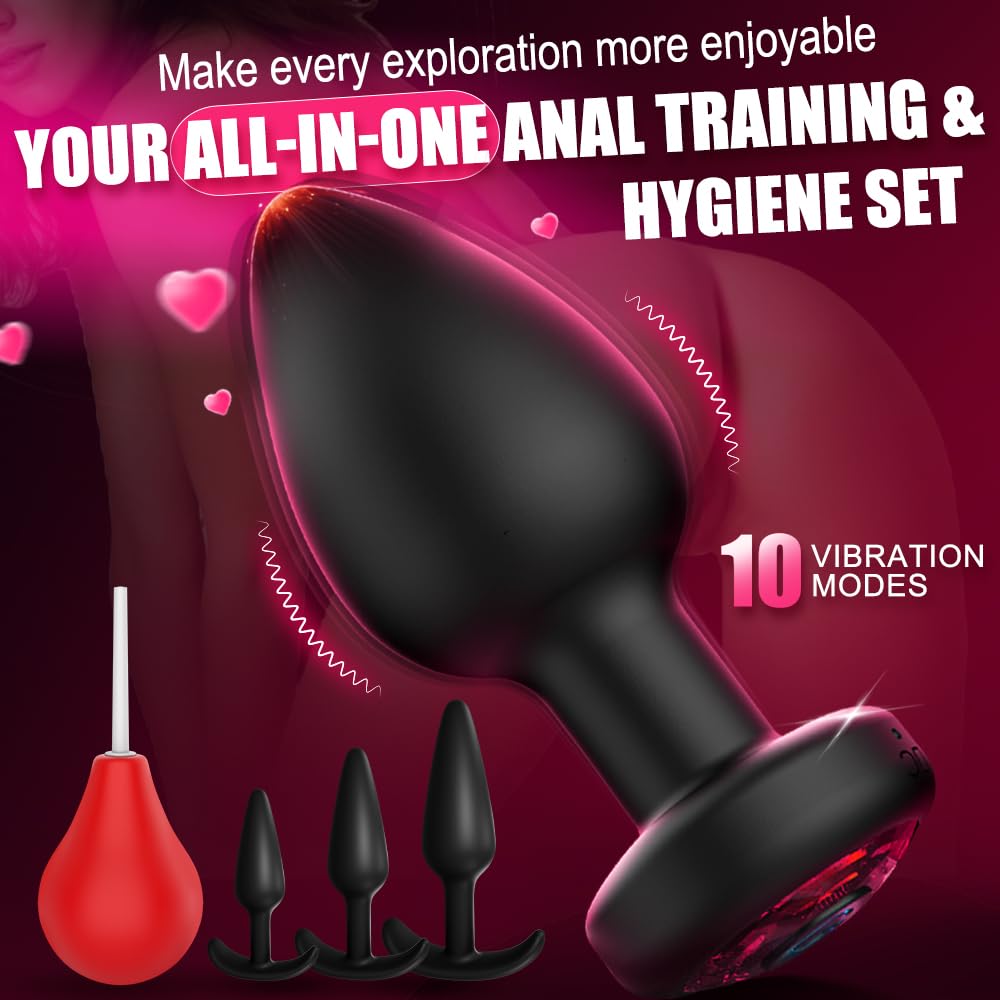 Anal Plug Vibrating Butt Plug, Adult Sex Toys 3PCS Silicone Anal Plugs, Anal Sex Toys with Remote Control 10 Vibrating Vibrator for Men, Anal Toys Adult Sex Toy & Games Prostate Massager
