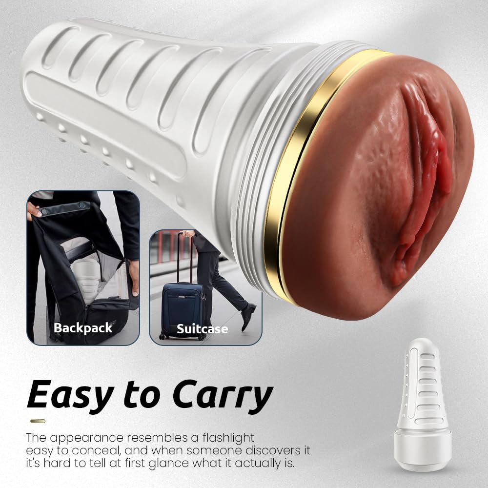 Male Masturbator Realistic Pocket Pussy Vagina Textured with 7.5in Depth Soft and Fleshy Texture,Penis Training Masturbators Sex Machine Toy for Men (Transparent)