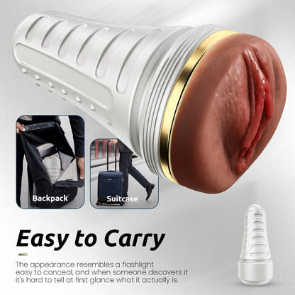 Male Masturbator Realistic Pocket Pussy Vagina Textured with 7.5in Depth Soft and Fleshy Texture,Penis Training Masturbators Sex Machine Toy for Men (Transparent)