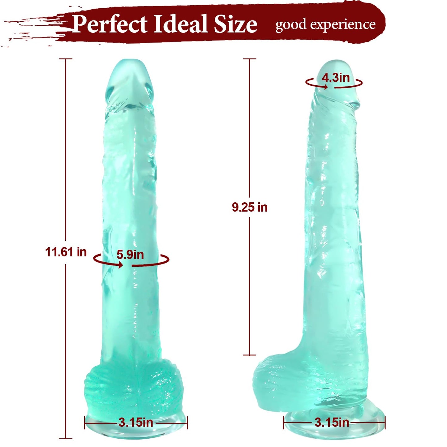 Big Dildo, 11.61 Inch Clear Dildos Lifelike Skin-Touching Feeling, Soft Dildo with Strong Suction Cup, Big Size G-spot Penis Sex Toys for Advanced Women and Men Players