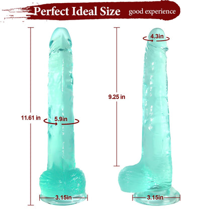 Big Dildo, 11.61 Inch Clear Dildos Lifelike Skin-Touching Feeling, Soft Dildo with Strong Suction Cup, Big Size G-spot Penis Sex Toys for Advanced Women and Men Players