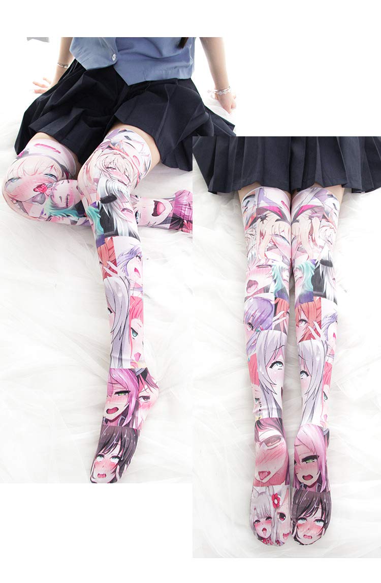 SINROYEE Sexy Cosplay Knee High Stockings Anime Cartoon Printing Thigh High Socks