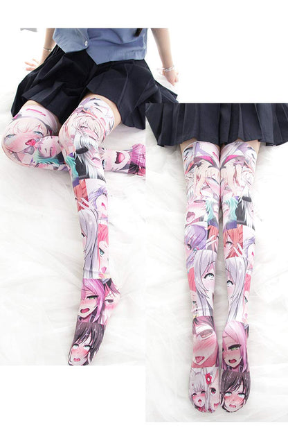 SINROYEE Sexy Cosplay Knee High Stockings Anime Cartoon Printing Thigh High Socks