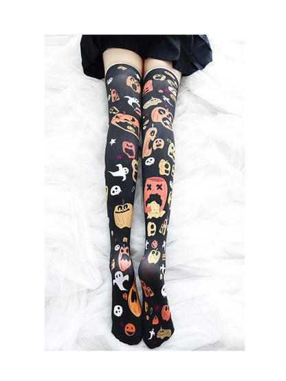 SINROYEE Sexy Cosplay Knee High Stockings Anime Cartoon Printing Thigh High Socks
