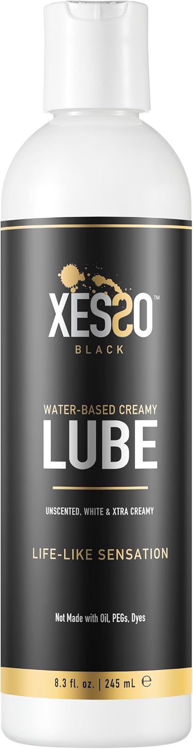XESSO Water-Based Creamy Lube, Unscented, 4 fl oz | Thick White Gel-Like Slippery Glide, Hypoallergenic for Made in US, Discreet Package, Package May Vary